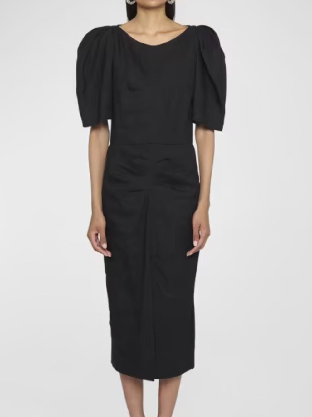 Isabel Marant Flore Puff-Sleeve Slit-Hem Midi Dress